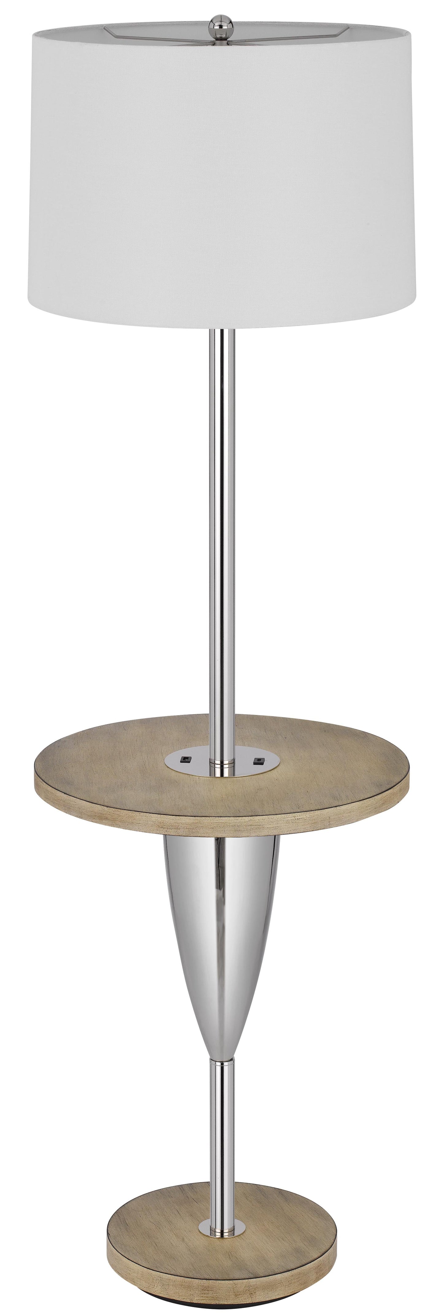 150W 3 Way Lockport Metal Floor Lamp With Rubber Wood Tray Table And Base And 1 Usb And 1 Type C Usb Charging Port