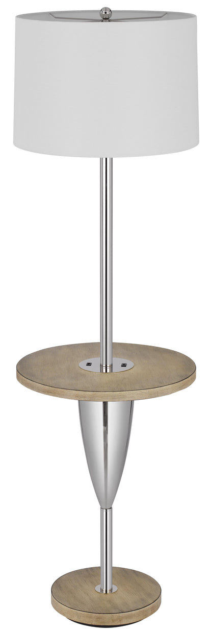 150W 3 Way Lockport Metal Floor Lamp With Rubber Wood Tray Table And Base And 1 Usb And 1 Type C Usb Charging Port