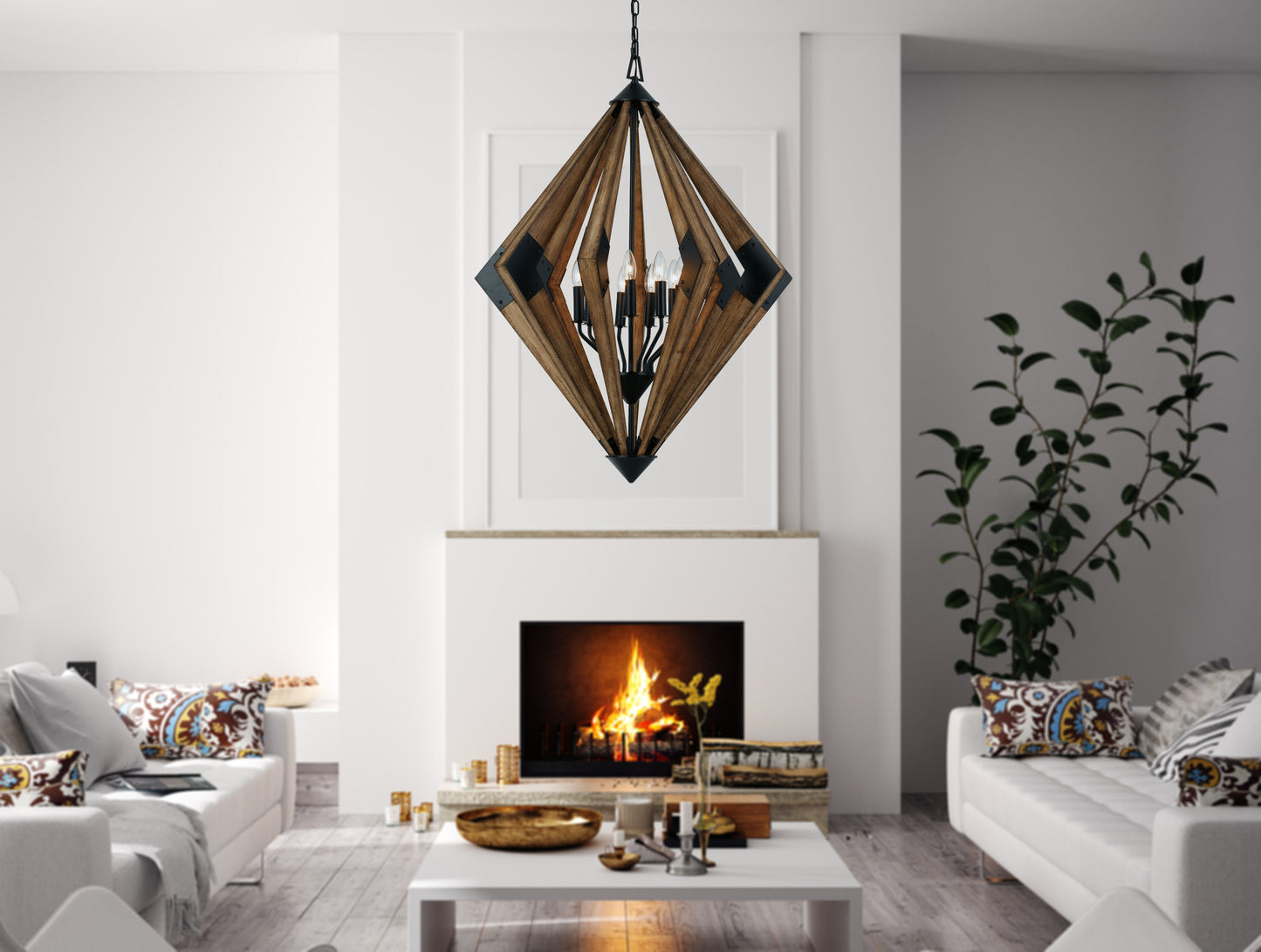 60W X 9 Arezzo Wood Chandelier