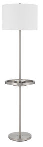 Crofton Metal Floor Lamp With Metal Tray Table And 2 Usb Charging Ports And A Weight Base.