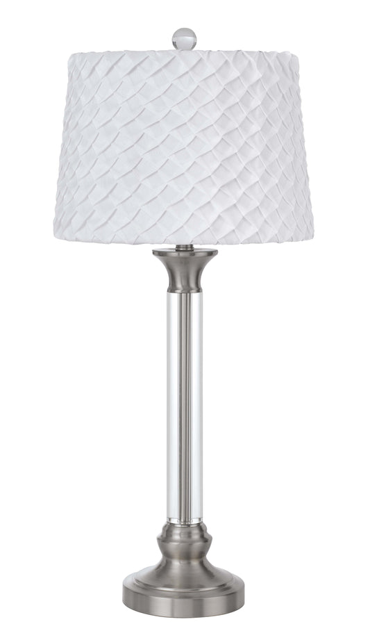 150W 3 Way Ruston Crystal/Metal Table Lamp With Pleated Hardback Shade