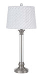 150W 3 Way Ruston Crystal/Metal Table Lamp With Pleated Hardback Shade
