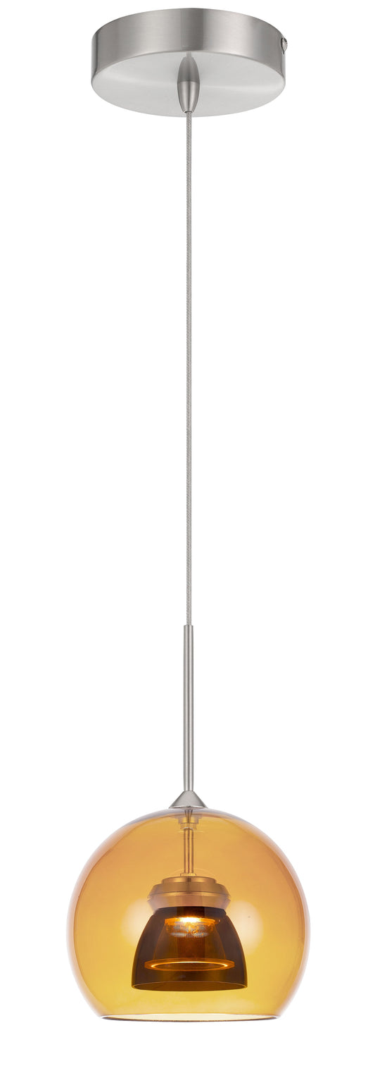 11.5" Height Metal and Glass Mini Pendnant in Red