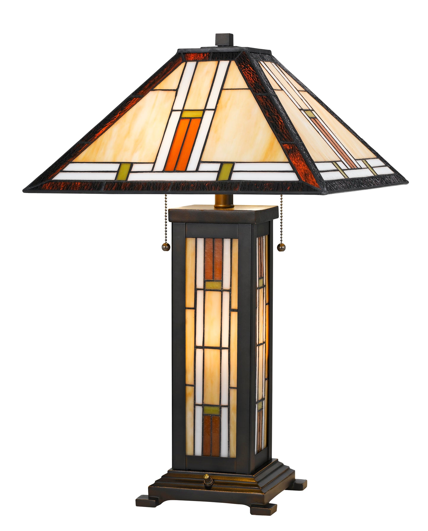 60W X 2 Tiffany Table Lamp With 7W Night Light