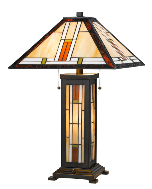 60W X 2 Tiffany Table Lamp With 7W Night Light