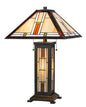 60W X 2 Tiffany Table Lamp With 7W Night Light