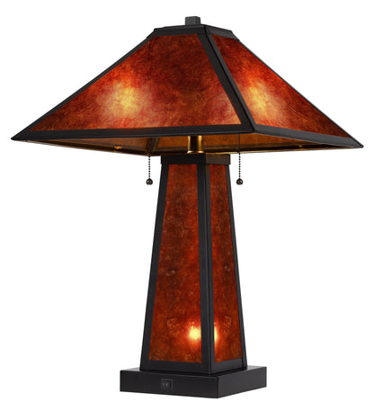 60W X 2 Nogales Mission Style Mica Table Lamp With 7W Night Light (Night Light Bulb Included)