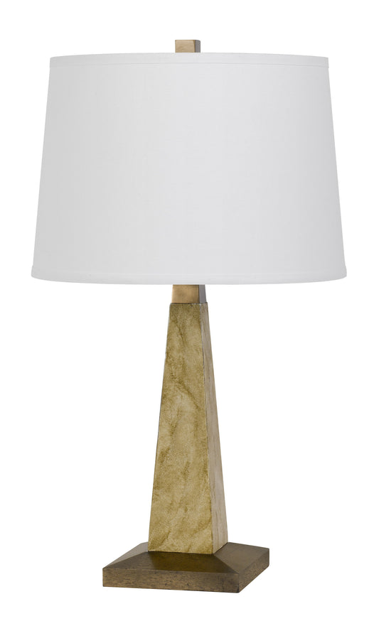 150W 3 Way Ravenna Resin Pyramid Design Table Lamp With Hardback Taper Fabric Drum Shade