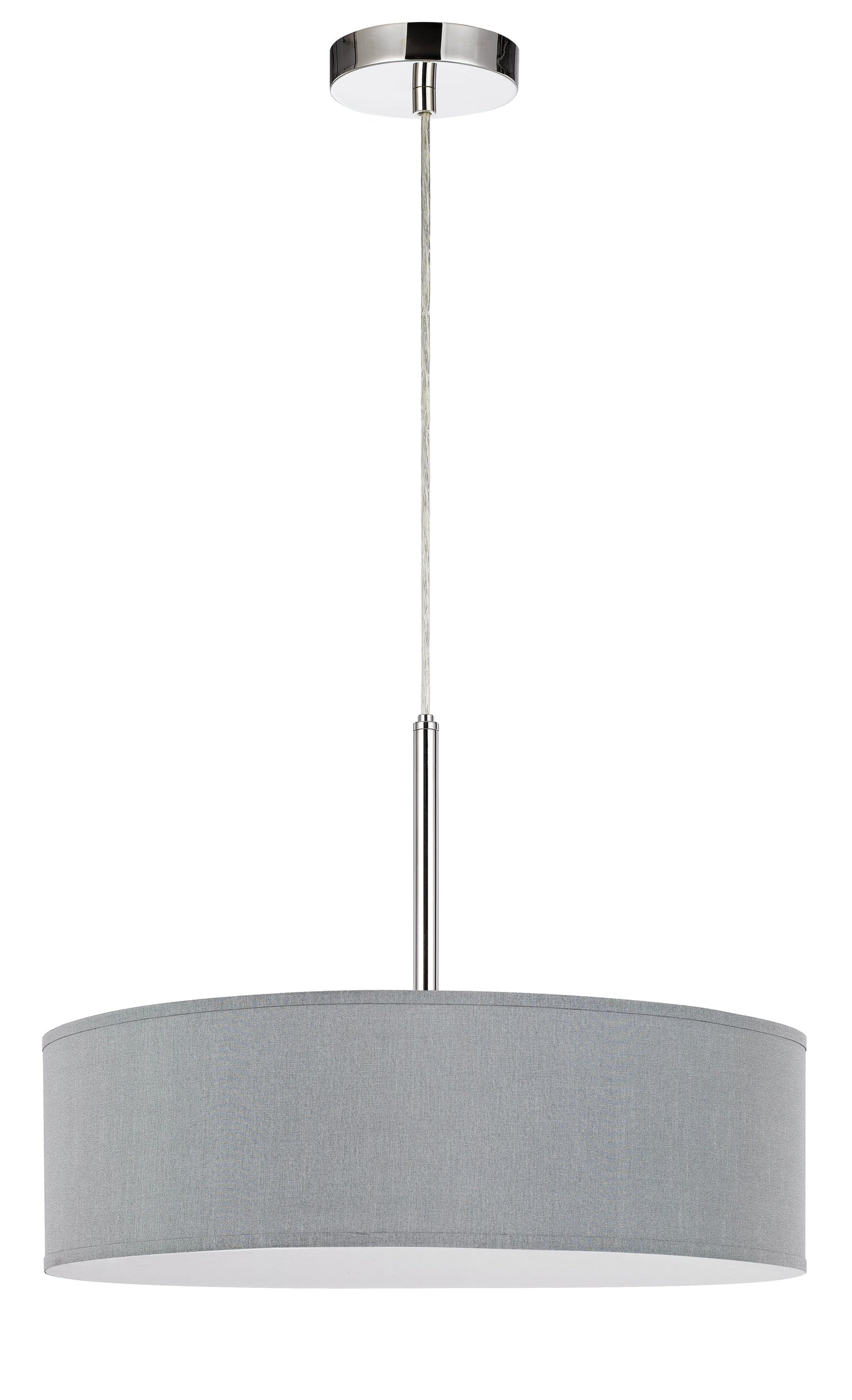 14" Height  Metal and Fabric Pendant in Grey Finis