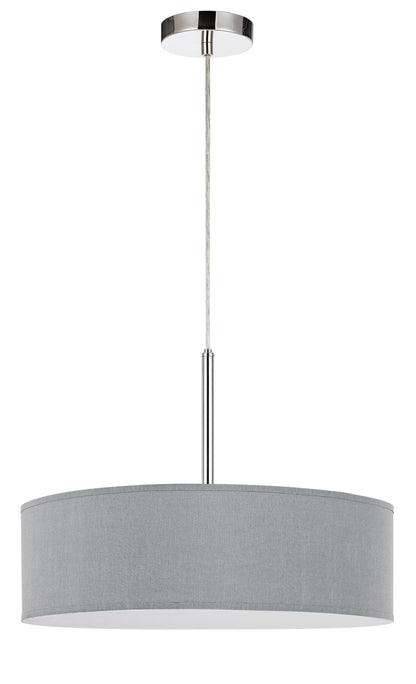 14" Height  Metal and Fabric Pendant in Grey Finis