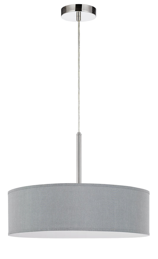 14" Height  Metal and Fabric Pendant in Grey Finis