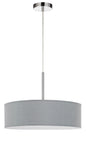 14" Height  Metal and Fabric Pendant in Grey Finis
