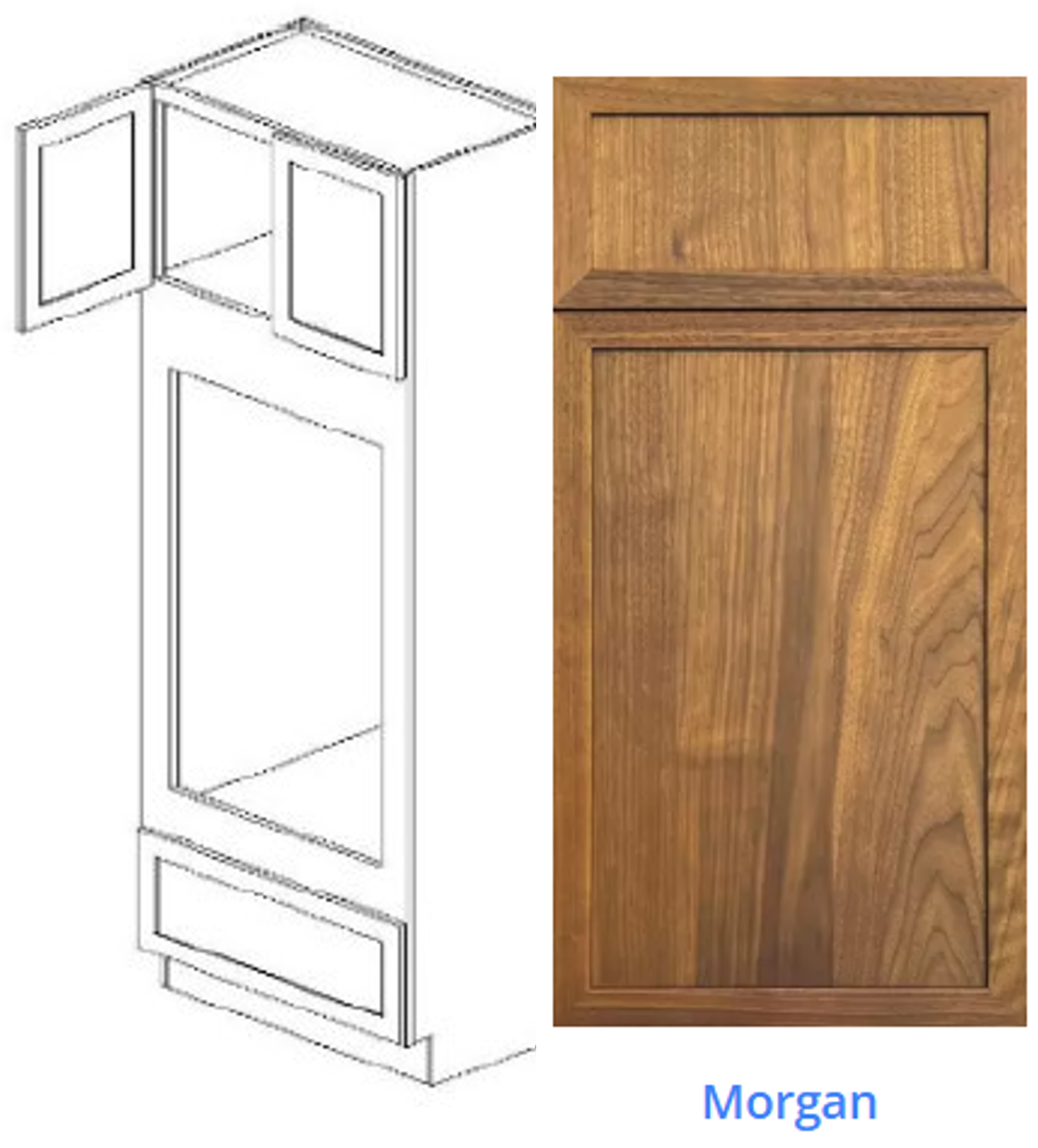 Custom Frameless Cabinet 33 in. double oven 96 in. full height cabinet