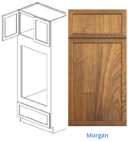 Custom Frameless Cabinet 33 in. double oven 96 in. full height cabinet