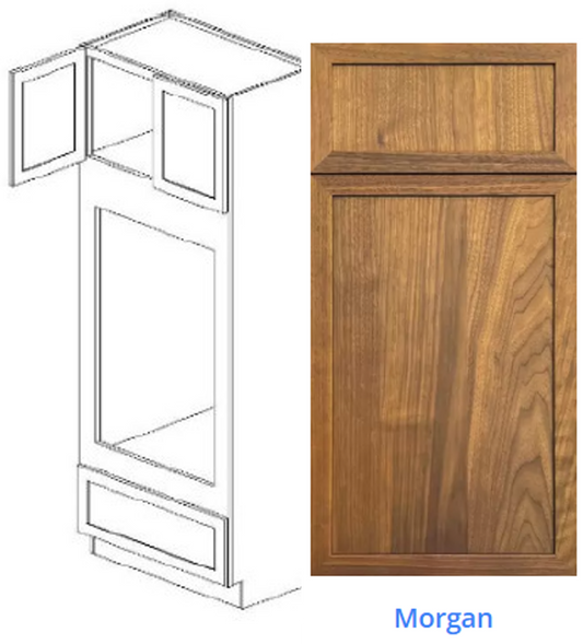 Custom Frameless Cabinet 33 in. double oven 96 in. full height cabinet