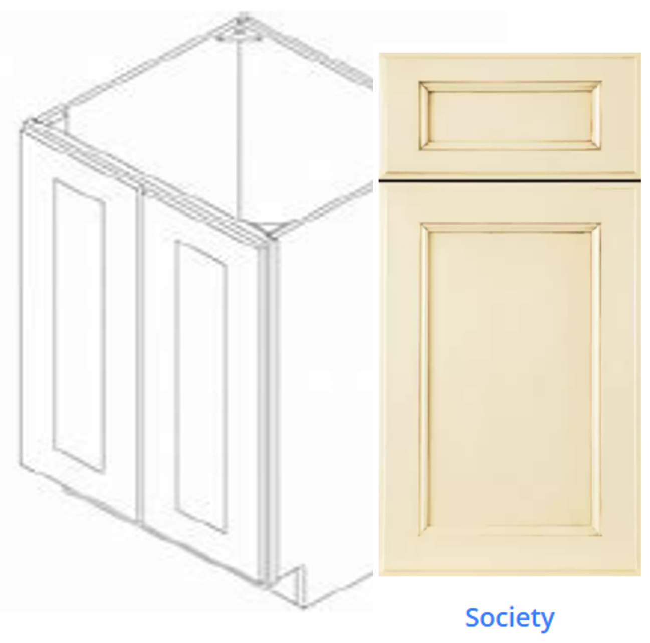 Luxury Frameless Cabinet 24 in. vanity sink base cabinet with 2 full-height doors