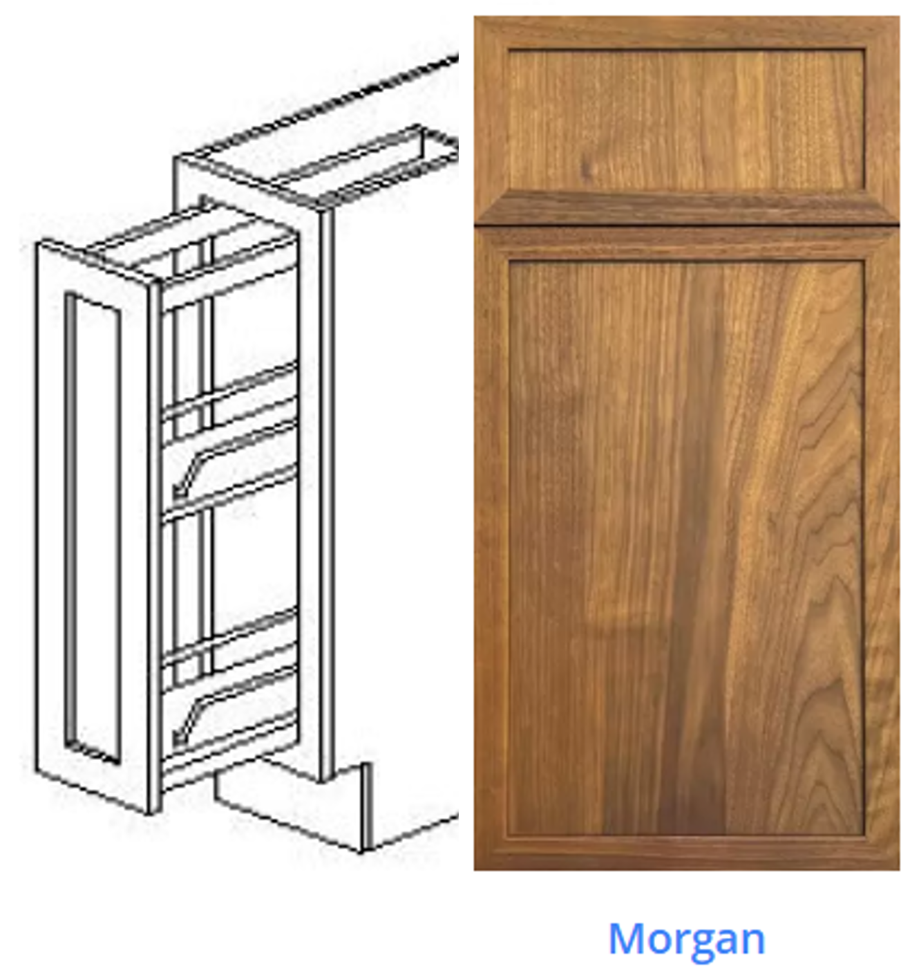 Custom Frameless Cabinet 9 in. base spice-rack cabinet