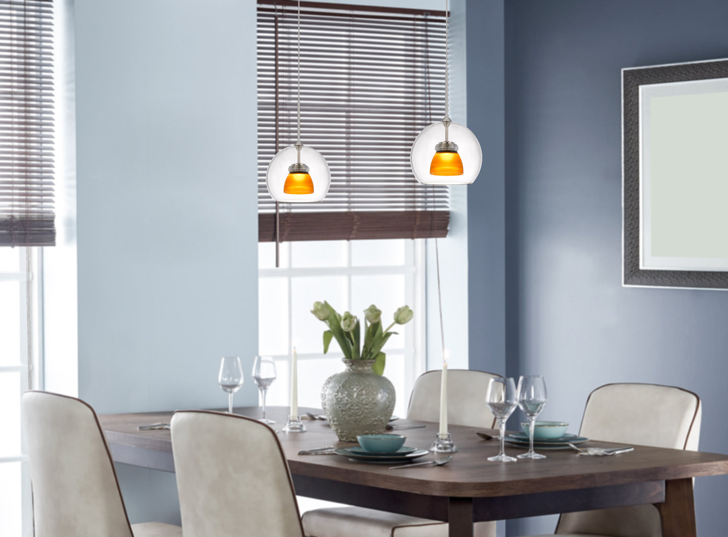 11.5" Height Metal and Glass Mini Pendnant in Smok