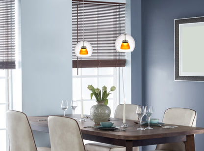 11.5" Height Metal and Glass Mini Pendnant in Smok