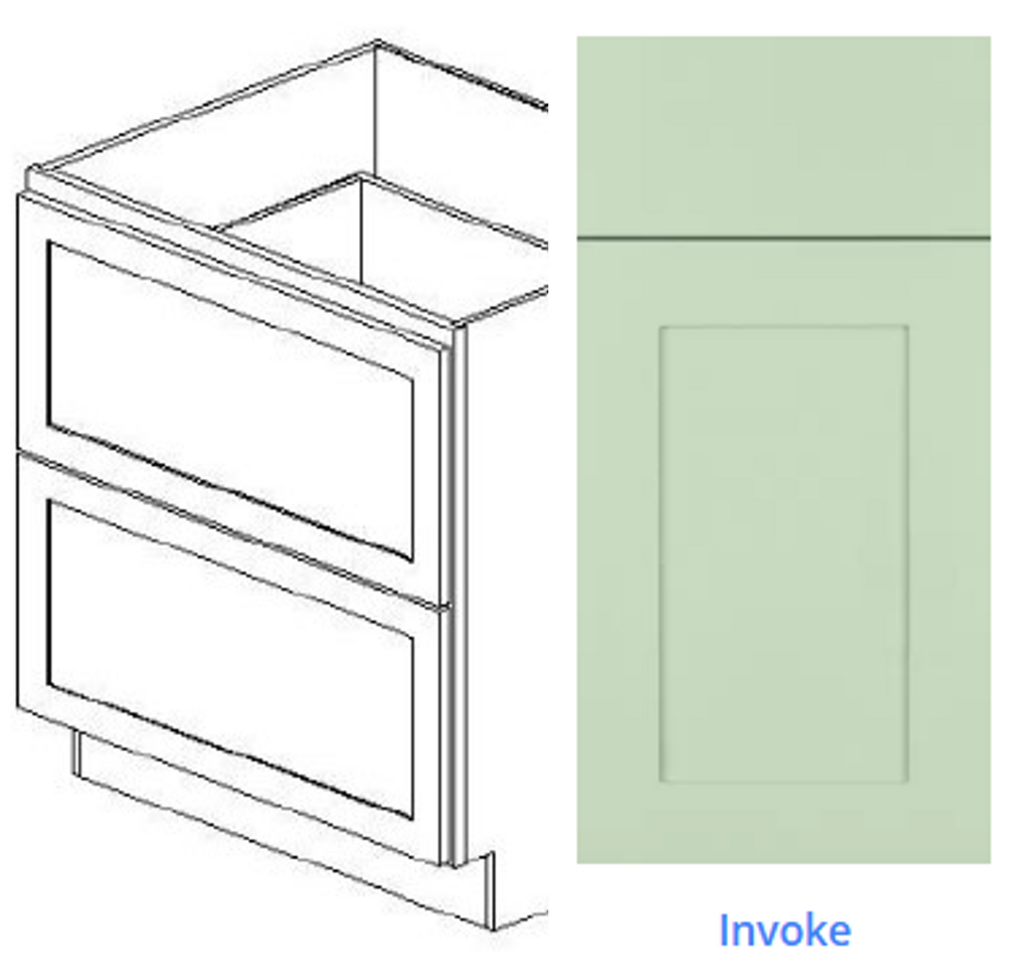 Luxury Frameless Cabinet 36 in. 2-drawer base cabinet