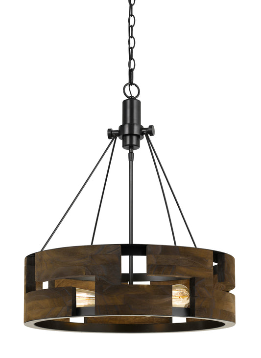 60W X 3 Bradford Metal And Wood Chandelier