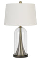 150W 3 Way Camargo Glass/Metal Table Lamp With Hardback Taper Drum Fabric Shade
