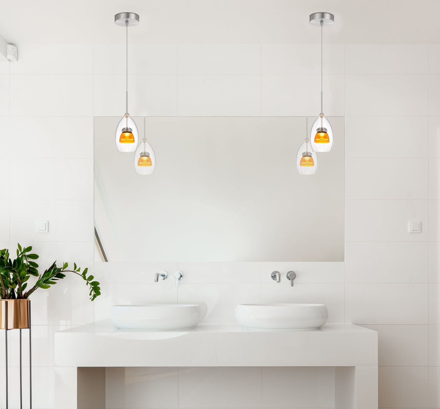 13" Height Metal and Glass Mini Pendant in Frosted