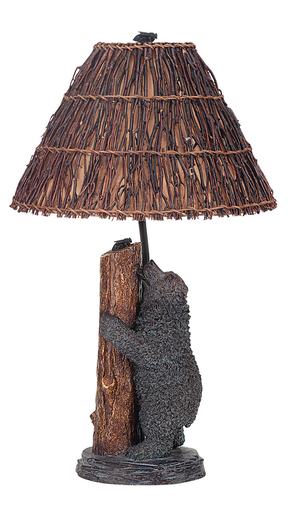 150W  3 Way Bear & Bee Resin Table Lamp W/Twig Shade