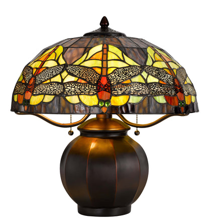 60W X 2 Tiffany Table Lamp With Pull Chain Switch With Metal Lamp Body
