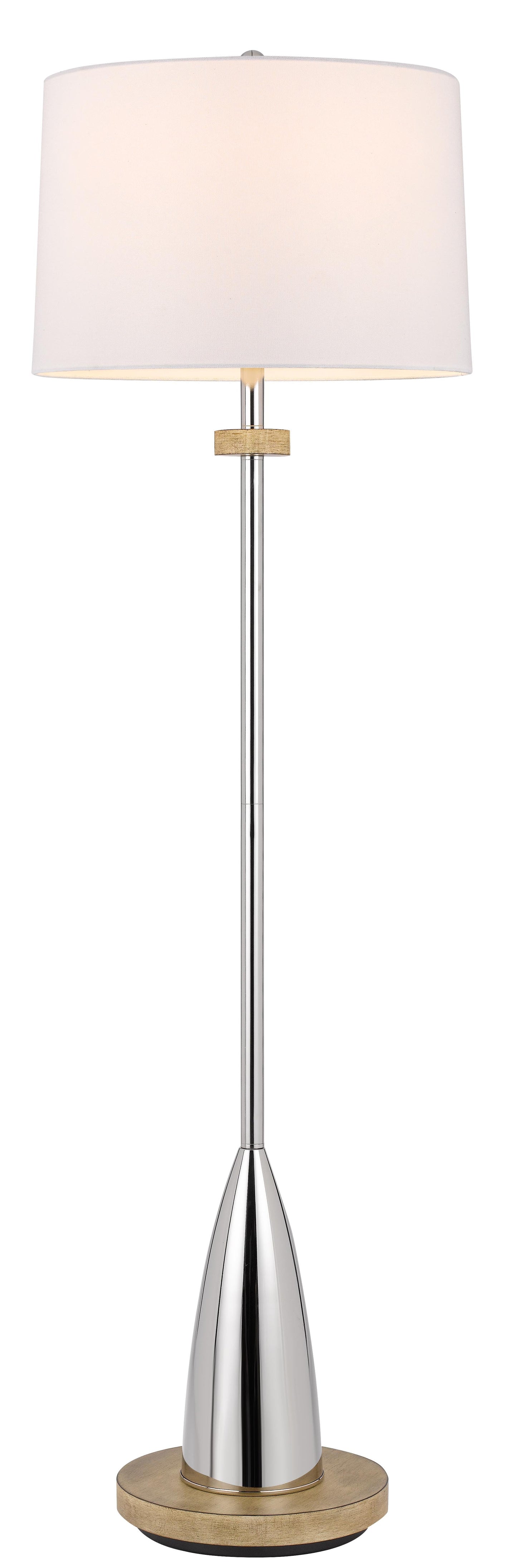 150W 3 Way Lockport Metal Floor Lamp With Rubber Wood Base