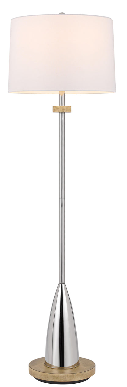 150W 3 Way Lockport Metal Floor Lamp With Rubber Wood Base