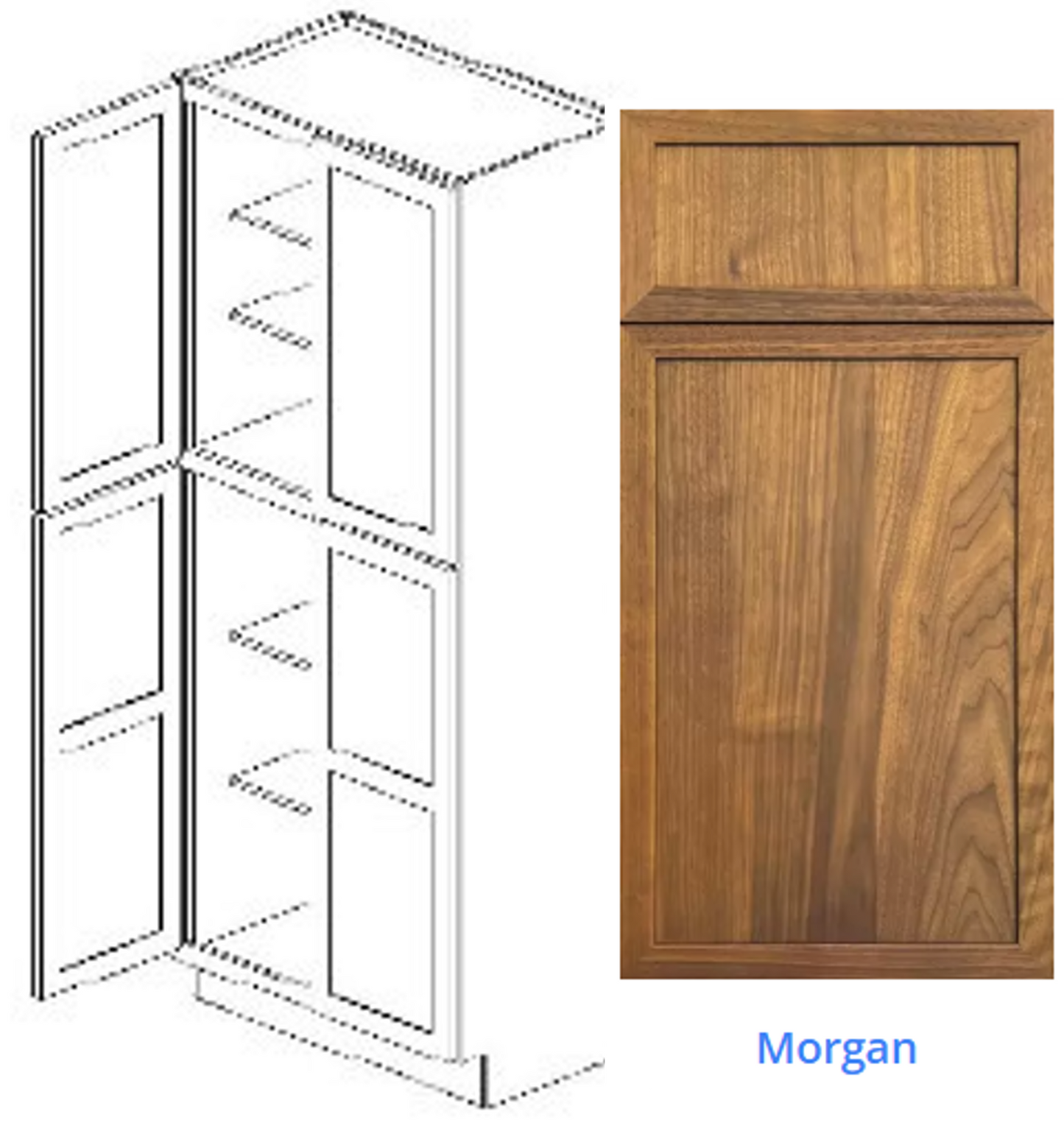 Custom Frameless Cabinet 30 in. pantry 96 in. full-height cabinet with 4 doors