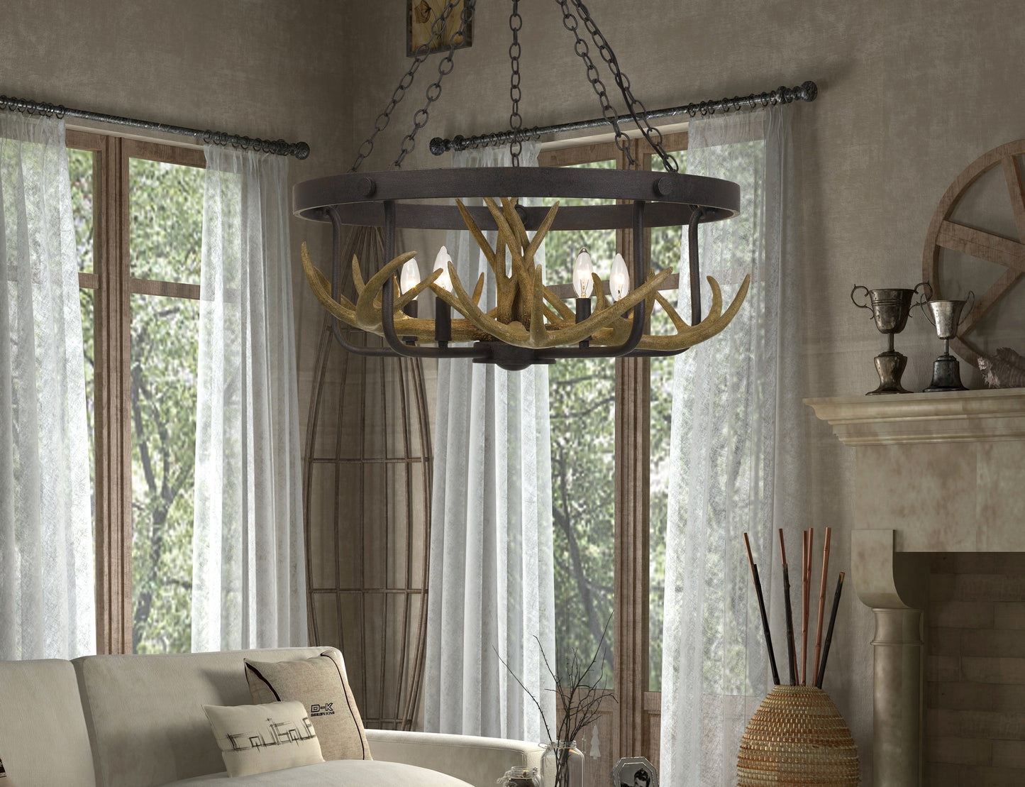 Angelo 60W X 5 Metal Antler Chandelier