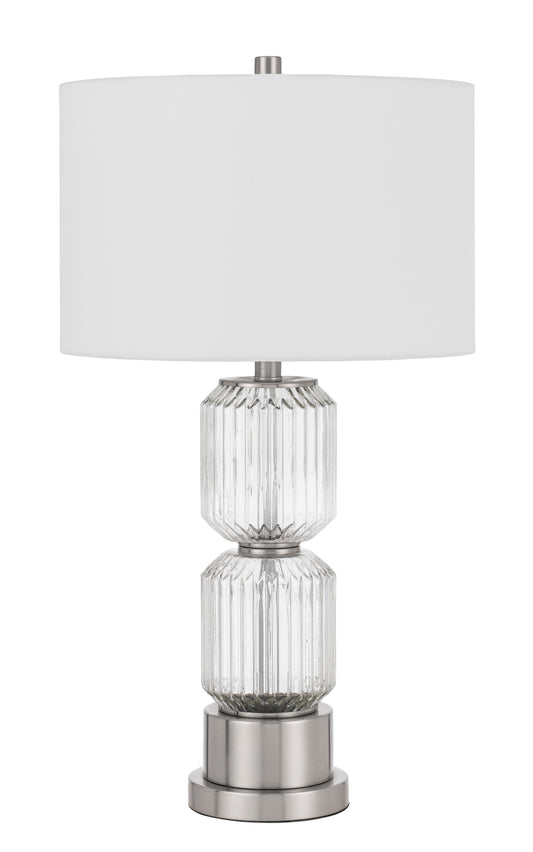 Bresso Fluted Glass Table Lamp With Hardback Drum Shade