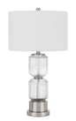 Bresso Fluted Glass Table Lamp With Hardback Drum Shade