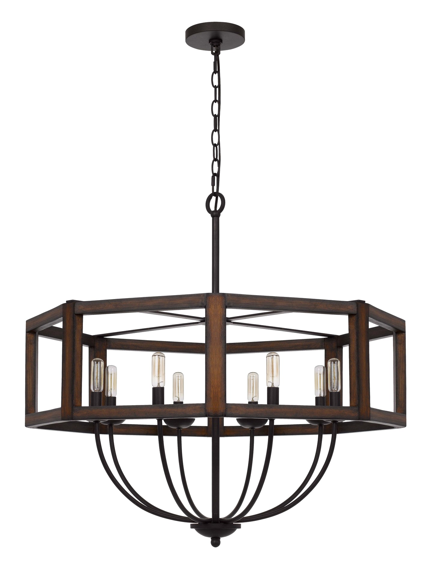 60W X 8 Renton Hexagon Rubber Wood / Metal Chandelier