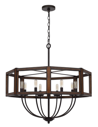 60W X 8 Renton Hexagon Rubber Wood / Metal Chandelier