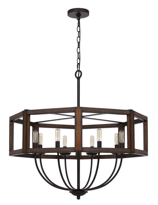 60W X 8 Renton Hexagon Rubber Wood / Metal Chandelier
