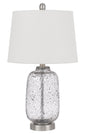Solaro Distressed Glass Table Lamp With Hardback Taper Drum Shade