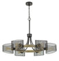 60W X 6 Dronten Metal/Wood Chandelier With Mesh Shades (Edison Bulbs Are Not Included)