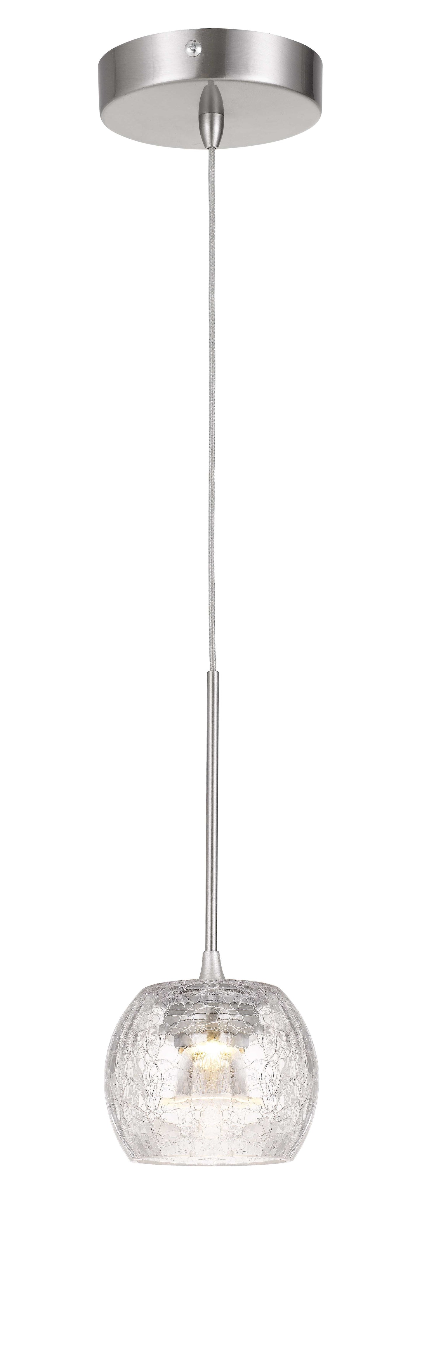 Ithaca Dimmable LED Glass Mini Pendant With Clear Crackle Glass