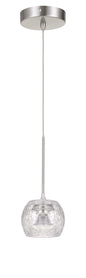 Ithaca Dimmable LED Glass Mini Pendant With Clear Crackle Glass