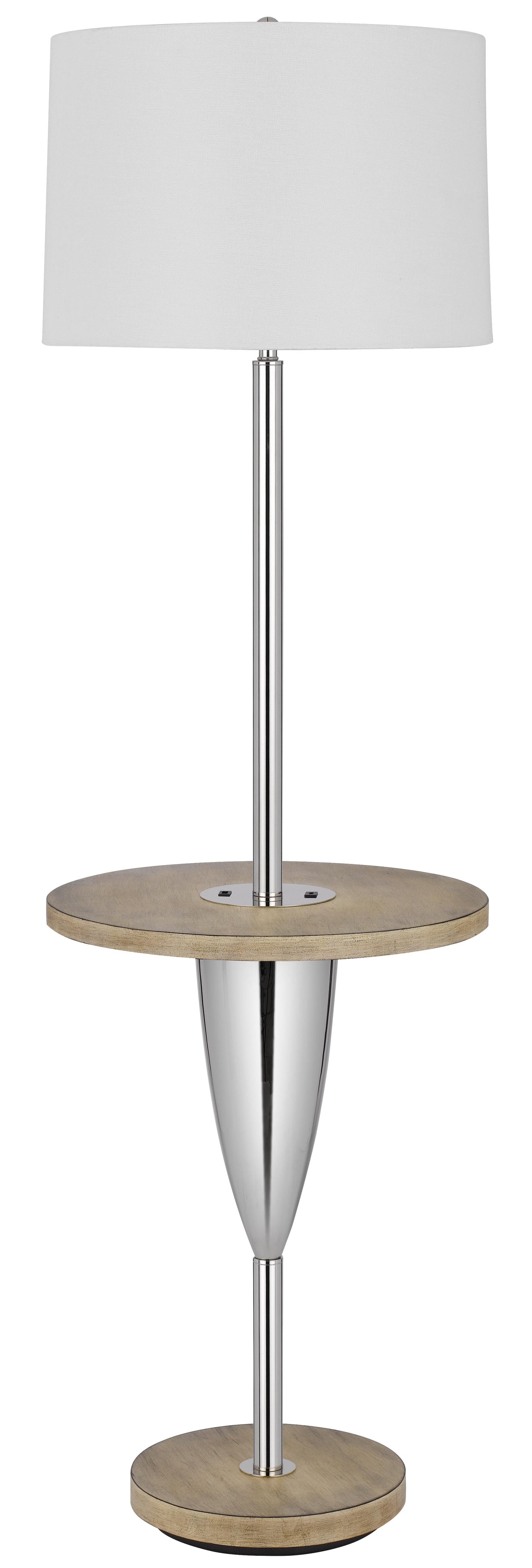 150W 3 Way Lockport Metal Floor Lamp With Rubber Wood Tray Table And Base And 1 Usb And 1 Type C Usb Charging Port