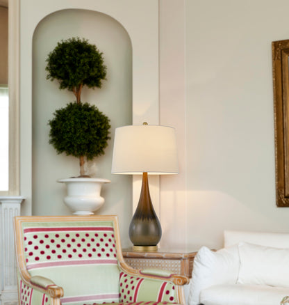 150W 3 Way Carmi Metal Table Lamp With Hardback Taper Drum Fabric Shade