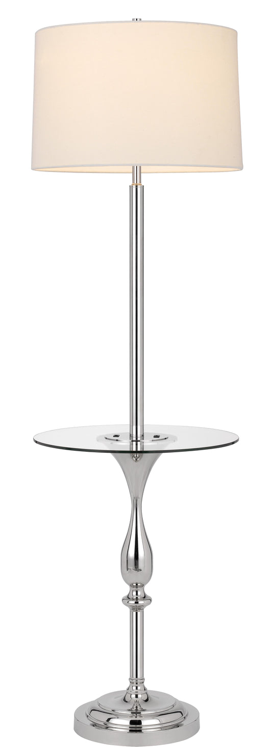 150W 3 Way Sturgis Metal Floor Lamp With Glass Tray Table And 1 Usb And 1 Type C Usb Charging Ports And Rubber Wood Base