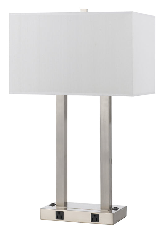 60W 2 Light Metal Desk Lamp W/ Two Outlets