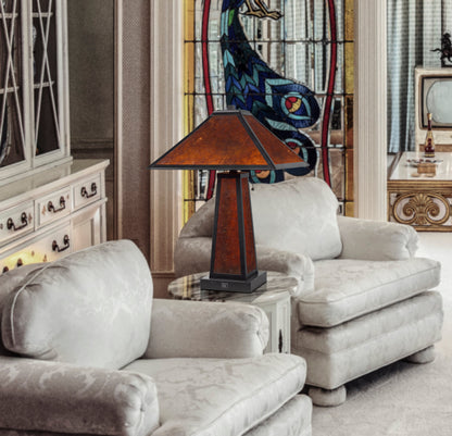 60W X 2 Nogales Mission Style Mica Table Lamp With 7W Night Light (Night Light Bulb Included)