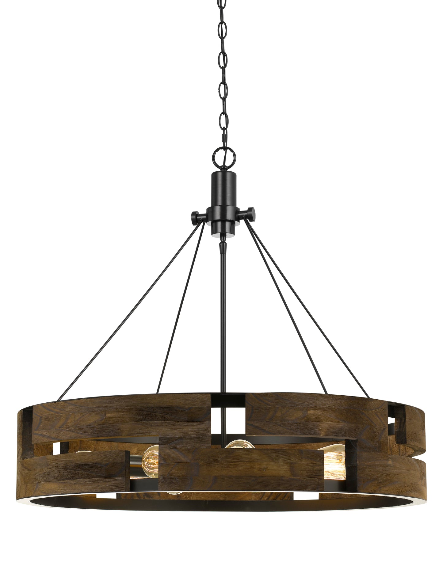 60W X 9 Bradford Metal And Wood Chandelier