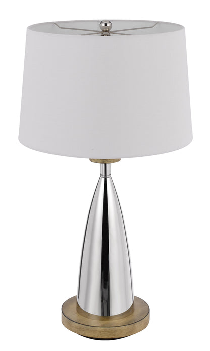 150W 3 Way Lockport Metal Table Lamp With Faux Wood Finish