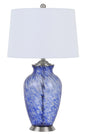 150W 3 Way Ashland Glass Table Lamp With Hardback Taper Drum Fabric Shade